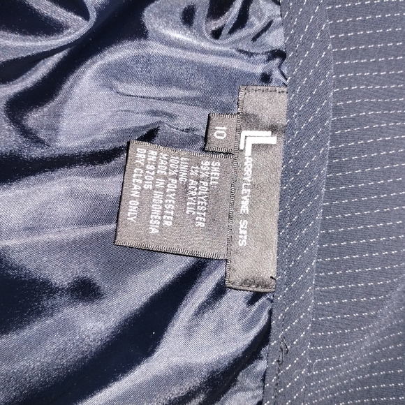 Dotted Pin Stripe Black Larry Levine Skirt & Jacket 10 - Picture 6 of 9